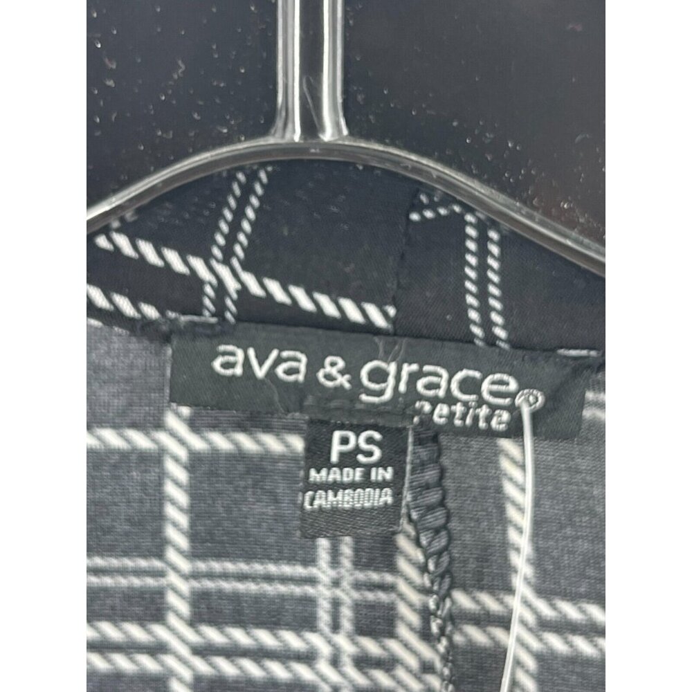 NWT Ava & Grace Women's Black Plaid 3/4 Sleeve Layered Top Blouse Size PS - Picture 3 of 11